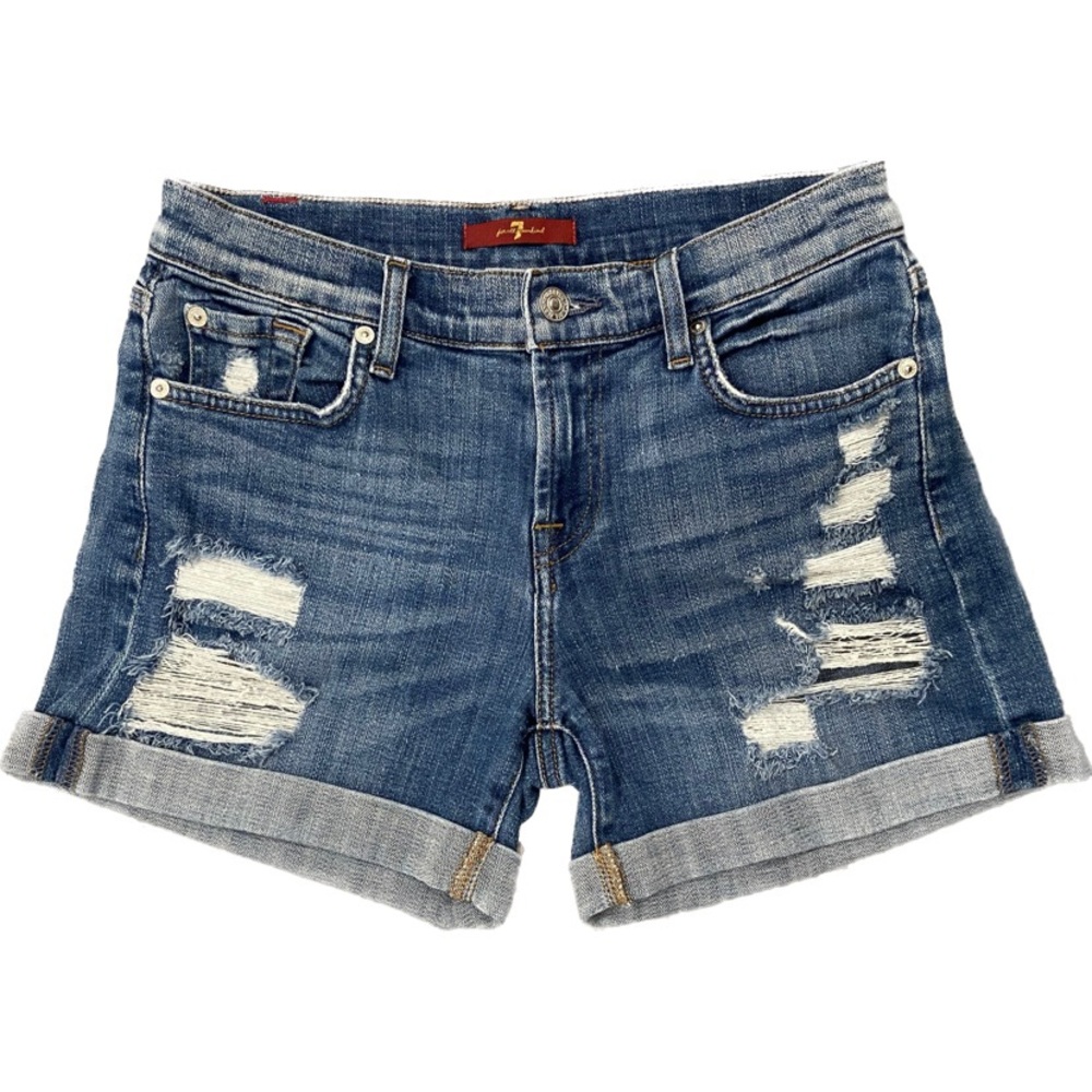 7 FOR ALL MANKIND Mid Roll Denim Shorts, Size 24